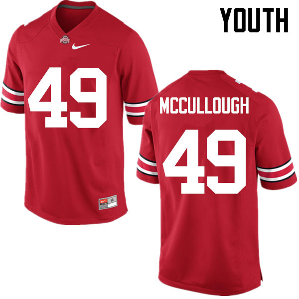 Ohio State Buckeyes Liam McCullough Youth #49 Red Game Stitched College Football Jersey